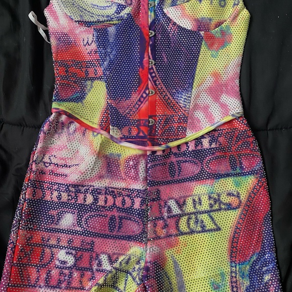 Rhinestone money corset romper - Picture 8 of 8